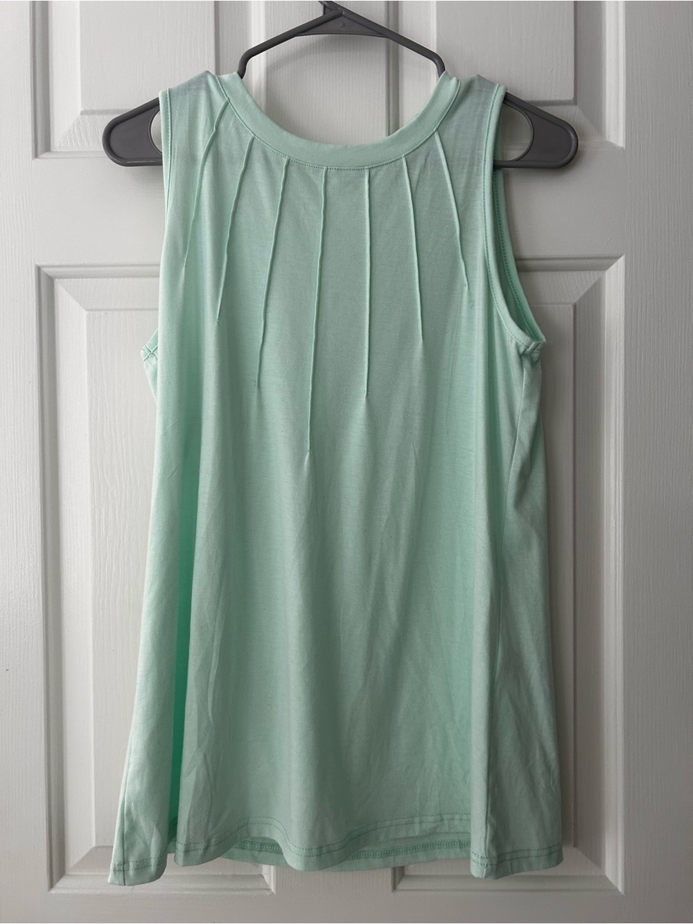 Pleated Mint Green Sleeveless Tank Top